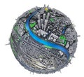 City on small planet. Architecture concept Royalty Free Stock Photo