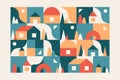 City, small town geometric abstract landscape Royalty Free Stock Photo