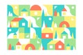 City, small town geometric abstract landscape Royalty Free Stock Photo