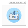 City in smog color icon