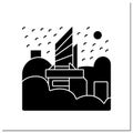 City in smog glyph icon
