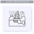 City in smog line icon. Haze. Greenhouse effect