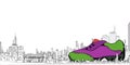 The city with sneakers for the background, white, vector EPS10