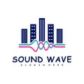 City with Sound wave logo design concept vector. Sound wave illustration design Royalty Free Stock Photo