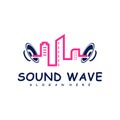 City with Sound wave logo design concept vector. Sound wave illustration design Royalty Free Stock Photo