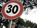 City speed limit sign 30 kmh