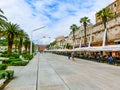 City of Split palm waterfront view, Dalmatia, Croatia