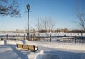 Bernard-Besner skating trail on the Mille ÃÅ½les River Royalty Free Stock Photo