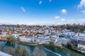 City of steyr, panoramic view from castle schloss lamberg on a snowy day