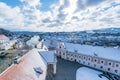 City of steyr, panoramic view from castle schloss lamberg on a snowy day