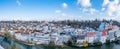 City of steyr, panoramic view from castle schloss lamberg on a snowy day