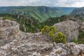 The city of stones, within Grands Causses Regional Natural Park, listed natural site with Dourbie Gorges at bottom Royalty Free Stock Photo