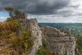 The city of stones, within Grands Causses Regional Natural Park, listed natural site with Dourbie Gorges at bottom Royalty Free Stock Photo