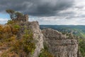 The city of stones, within Grands Causses Regional Natural Park, listed natural site with Dourbie Gorges at bottom Royalty Free Stock Photo