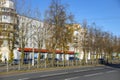 City street on an autumn day. Kirishi, Leningrad Region, Russia