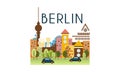 City street, Berlin travel poster vector Illustration on a white background Royalty Free Stock Photo