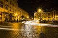 City street with blurred lights from the headlights of cars Royalty Free Stock Photo