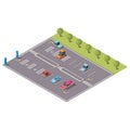 City parking with disabled spaces isometric vector