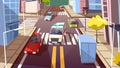 City street cars vector cartoon illustration of ambulance car driving on urban transport traffic lane