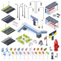 City Street Constructor Isometric Elements Royalty Free Stock Photo