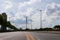 City street with empty road, City background concept Royalty Free Stock Photo