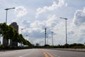 City street with empty road, City background concept Royalty Free Stock Photo