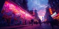 Bustling City Street Covered in Graffiti Royalty Free Stock Photo