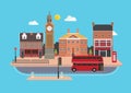 City street in flat design style, United Kingdom Royalty Free Stock Photo