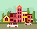 City street flat design vector illustration Royalty Free Stock Photo