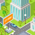 City Street Fragment Isometric Projection Vector