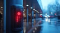 City street infrared sensor, red light, night, rain, security Royalty Free Stock Photo