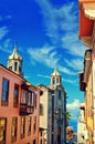 City street in La Orotava. Historical center landmarks and architecture of La Orotava. Tenerife, Canary islands, Spain