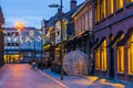 City street lighted in the evening in tilburg, The Netherlands, 10 Decembe