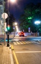 City street with lights and traffic at night. background, city life. Royalty Free Stock Photo