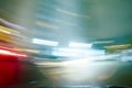 CITY STREET AT NIGHT WITH MOTION BLURRED LIGHTS OF FAST MOVING CARS, MODERN CITYSCAPE, RUSH ON THE STREET Royalty Free Stock Photo