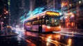 a painting of a city street at night in the rain Royalty Free Stock Photo