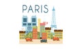 City street, Paris travel poster vector Illustration on a white background Royalty Free Stock Photo