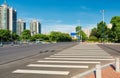 pedestrian crossing zebra crosswalk city street Royalty Free Stock Photo