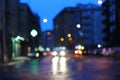 City street on rainy night. Bokeh background Royalty Free Stock Photo