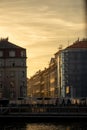 City street shining in golden hour Royalty Free Stock Photo