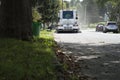 City street sweeper sweeping cleaning the road