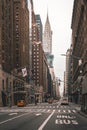 A city street with tall buildings, - Lexington Avenue and the Chrysler Building, Midtown Manhattan, New York, New York