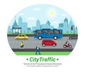 City Street Traffic Flat Circle