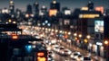 City street traffic lights out of focus. Bokeh for wallpaper background. Generative AI Royalty Free Stock Photo