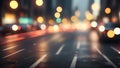 City street traffic lights out of focus. Bokeh for wallpaper background. Generative AI Royalty Free Stock Photo