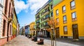 City street view in La Laguna town on Tenerife, Canary Islands.