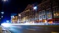 City Street in Warsaw at night Royalty Free Stock Photo