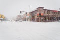 City street on a winter day covered with snow, Anchorage, Alaska