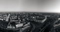 City streets, gray aerial Kharkiv pano, Ukraine