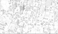 Vector city streets Intersection outline. Buildings and road traffic top view. Gray lines outline contour style